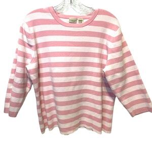 L.L. Bean Women's Pink and Light Pink Striped Top Size XL